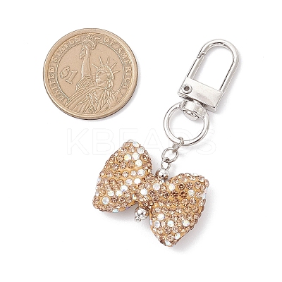 Bowknot Polymer Clay Rhinestone Pendants Decorations HJEW-JM04197-01-1