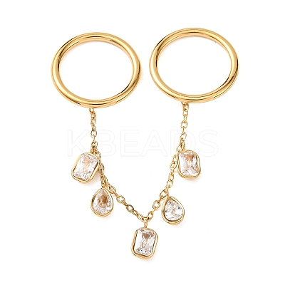 304 Stainless Steel Micro Pave Cubic Zirconia Stackable Rings RJEW-K319-01G-1