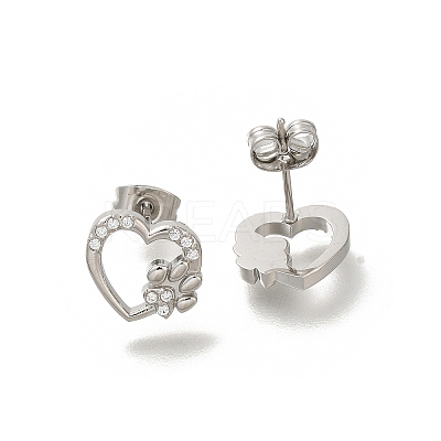 304 Stainless Steel Micro Pave Clear Cubic Zirconia Stud Earrings EJEW-H018-02P-04-1