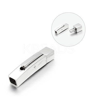 Tarnish Resistant Cuboid 304 Stainless Steel Bayonet Bracelet Clasps STAS-N065-49-1