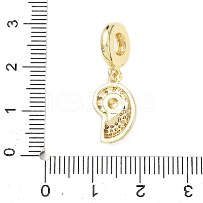 Brass Micro Pave Clear Cubic Zirconia Sea Animal European Dangle Charms LS-KK-B159-04G-03-1