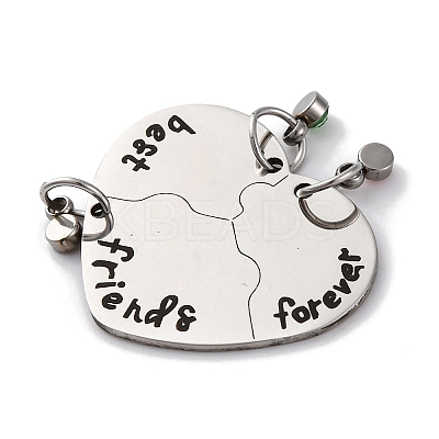Best Friends Forever 201 Stainless Steel Rhinestone Connector Charms STAS-Q342-08A-P-1