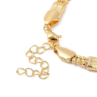 Rack Plating Brass Rectangle Link Chain Necklace with Ball Chains for Women NJEW-F311-01G-1