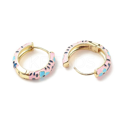Flower Enamel Hoop Earrings LS-EJEW-G290-02G-B-1