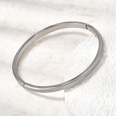 Frosted 304 Stainless Steel Hinged Bangles BJEW-H644-09P-1