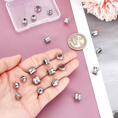 22Pcs 11 Styles Stainless Steel Beads STAS-GA0001-75-1