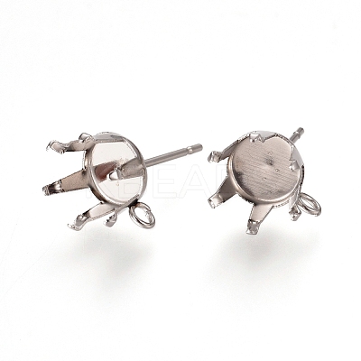 Non-Tarnish 304 Stainless Steel Post Stud Earring Settings STAS-L238-026A-P-1