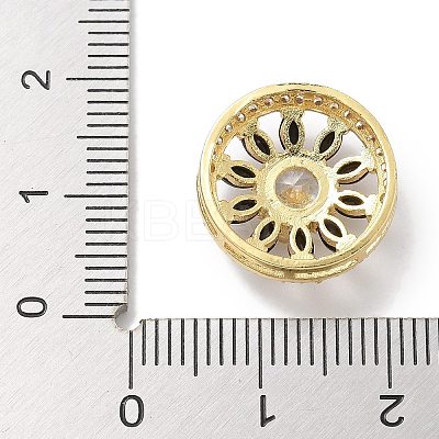 Rack Plating Brass Cubic Zirconia Glass Flat Round Multi-strand Links KK-L224-029G-01-1