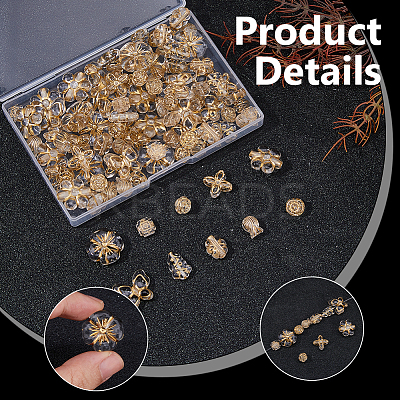 100Pcs 10 Styles Metal Enlaced Transparent Acrylic Beads MACR-DC0001-17-1