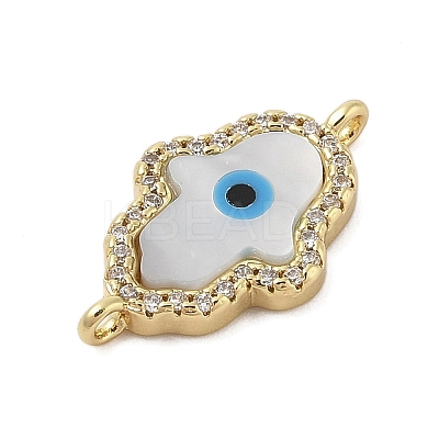 Rack Plating Brass With Natural shells And Micro Pave Cubic Zirconia Links KK-Z074-32G-1