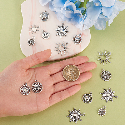 100Pcs 10 Styles Tibetan Style Alloy Charms TIBEP-CJ0001-59-1