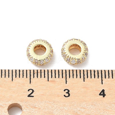Brass Micro Pave Cubic Zirconia European Beads KK-A254-03A-G-1