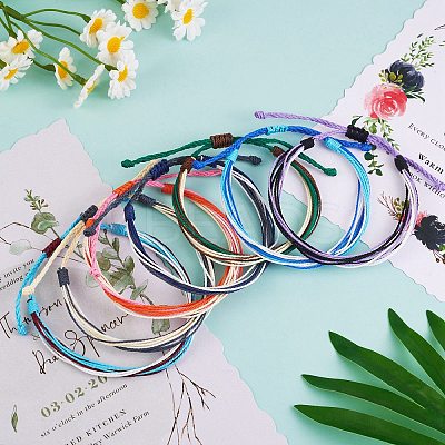 Waxed Polyester Cord Bracelets Set BJEW-SW00031-1