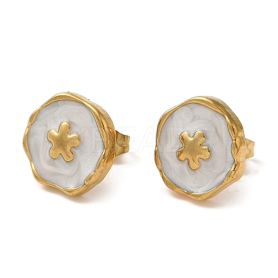 Ion Plating(IP) 304 Stainless Steel Flower Stud Earrings EJEW-C114-14A-G-1
