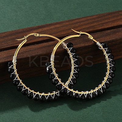 Beaded Hoop Earrings EJEW-JE03830-04-1