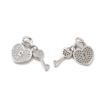 Brass Micro Pave Clear Cubic Zirconia Charms KK-E068-VB177-1