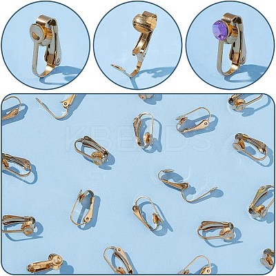 20Pcs Ion Plating(IP) 304 Stainless Steel Clip-on Earring Findings STAS-AR0002-53G-1