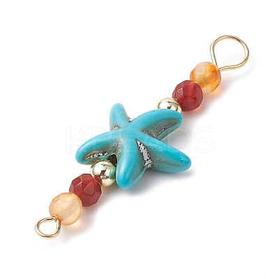 4Pcs 4 Colors Summer Beach Dyed Synthetic Turquoise Connector Charms PALLOY-JF03746-02-1
