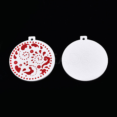 Christmas Spray Painted Wood Big Pendants WOOD-N005-103B-1