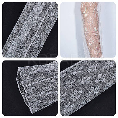 2 Pairs 2 Style Elegant Flower Pattern Polyester Lace Arm Sleeves AJEW-CP0001-43-1
