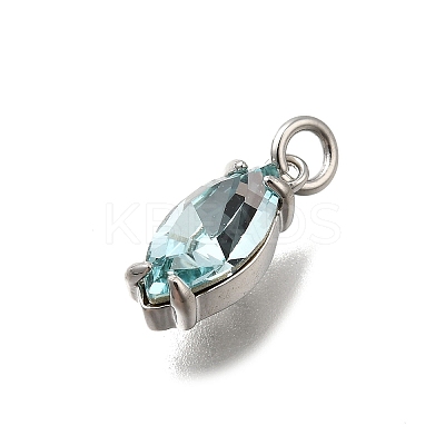 Horse Eye Brass with Glass Charms KK-G525-04P-01-1