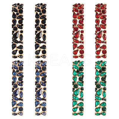 4 Pairs 4 Colors Alloy Rhinestone Stud Earrings for Women EJEW-AN0004-35-1