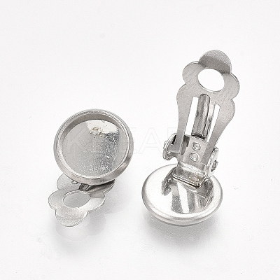 Tarnish Resistant 201 Stainless Steel Clip-on Earring Findings LS-X-STAS-S079-81B-1