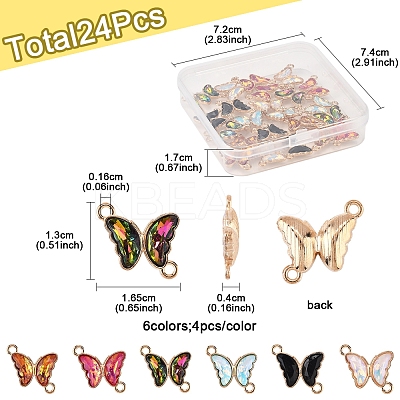 24Pcs 6 Colors Alloy Glass Connector Charms FIND-FS0003-51-1