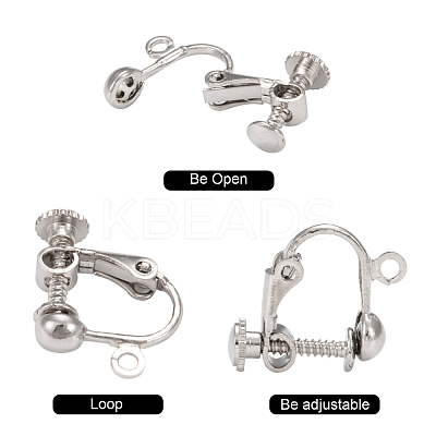 Brass Screw On Clip-on Earring Dangling Charms Pendants Setting Findings KK-M019-01P-1