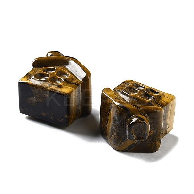Natural Tiger Eye Carved Healing House Figurines DJEW-P015-01D-1