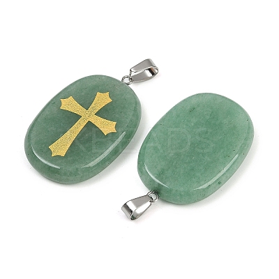 Natural Green Aventurine Pendants G-S392-01G-1