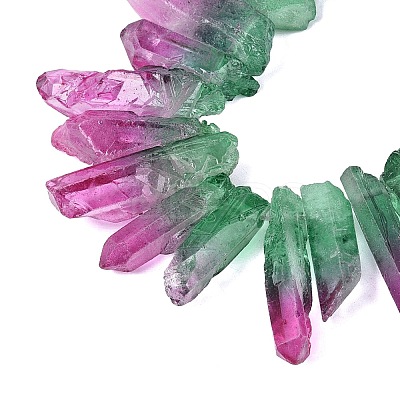 Two Tone Spray Painted Natural Quartz Crystal Points Beads Strands G-Q610-03H-1