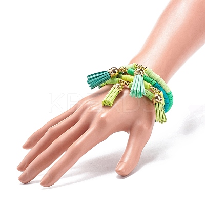 Handmade Polymer Clay Heishi Stretch Bracelet Sets BJEW-JB08762-1