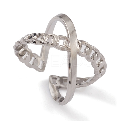 Non-Tarnish 304 Stainless Steel Criss Cross Open Cuff Rings for Women LS-RJEW-G285-72P-1
