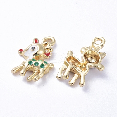 Golden Plated Alloy Enamel Pendants ENAM-D040-E02-G-1