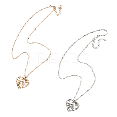 2Pcs 2 Colors Mom Daughter Hand in Hand Family Heart Alloy Pendant Necklaces NJEW-FS0001-10A-1