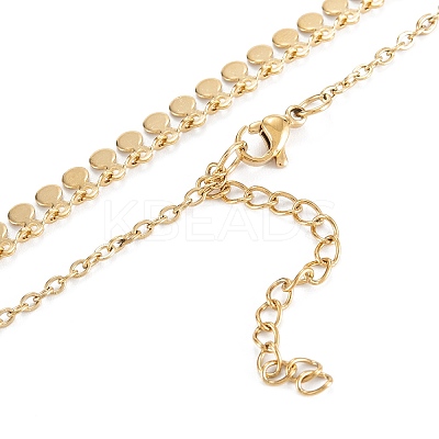 PVD Vacuum Plating 304 Stainless Steel Flat Round Pendant Necklaces X-NJEW-M187-02G-1
