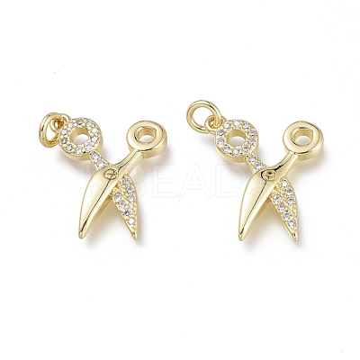 Brass Micro Pave Clear Cubic Zirconia Pendants ZIRC-Q024-08G-1