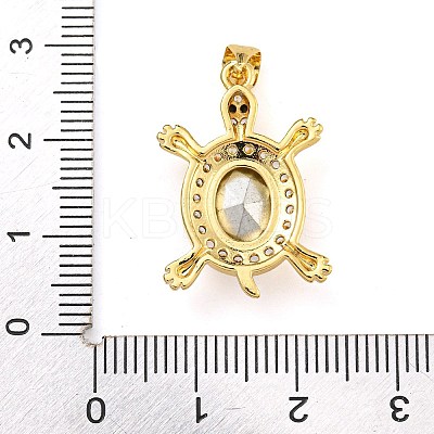 Tortoise Rack Plating Brass Micro Pave Cubic Zirconia Charms KK-G513-78A-04G-1