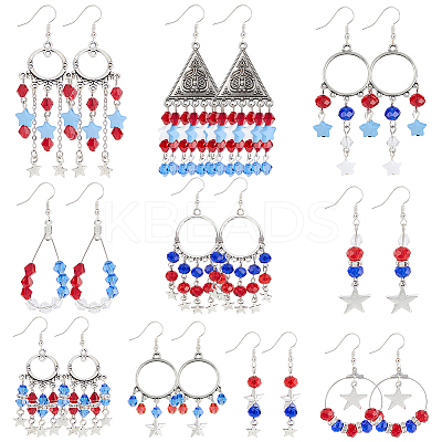DIY Independance Day Theme Chandelier Earring Making Kit DIY-SC0018-41-1
