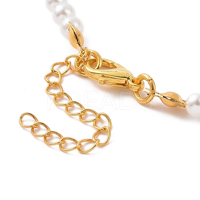 Acrylic Leaf Charm Necklace with Imitation Pearl Beaded for Women NJEW-JN04138-1