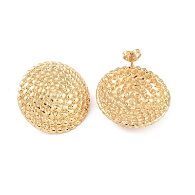Texture Flat Round 304 Stainless Steel Stud Earrings for Women EJEW-K278-24G-1