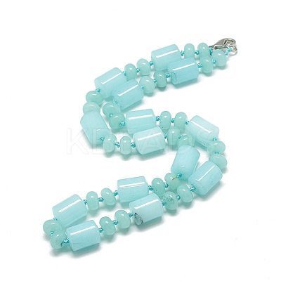 Natural Aquamarine Beaded Necklaces NJEW-S392-23-1