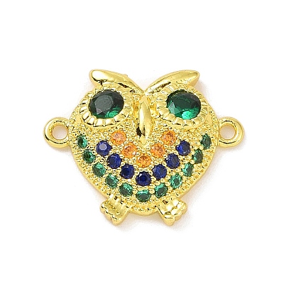 Real 18K Gold Plated Brass Pave Cubic Zirconia Connector Charms KK-L209-054G-01-1
