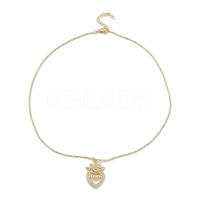 Golden Plated Brass Micro Pave Clear Cubic Zirconia Pendant Necklaces NJEW-L178-01G-03-1