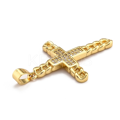 Brass Micro Pave Clear Cubic Zirconia Pendants ZIRC-J025-36G-1