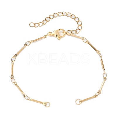 2Pcs 2 Colors 304 Stainless Steel Cuboid Bar Link Chain Bracelet Making AJEW-JB01319-1