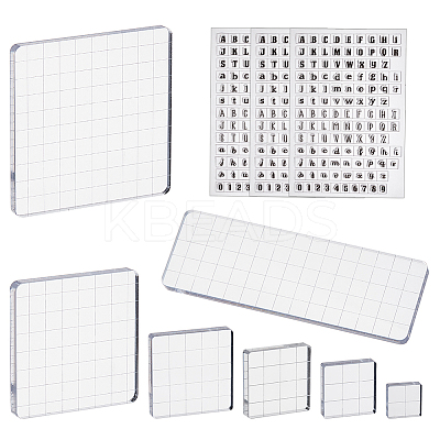 7Pcs Square & Rectangle Acrylic Stamp Block Stamping Tool Sets DIY-OC0012-70-1