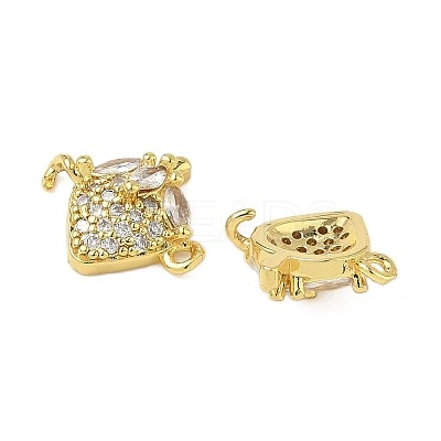 Brass Pave Clear Cubic Zirconia Fruit Connector Charms KK-Z109-01G-01-1