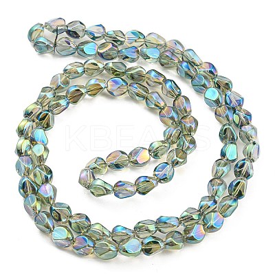Full Rainbow Plated Electroplate Transparent Glass Beads Strands EGLA-G037-04A-FR03-1